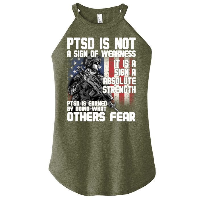 PTSD Is Not A Sign Of Weakness Support Military Troops Women's Perfect Tri Rocker Tank