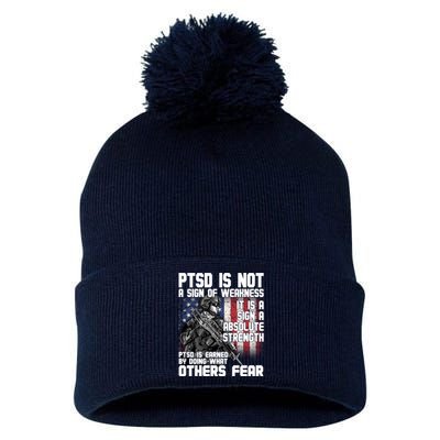 PTSD Is Not A Sign Of Weakness Support Military Troops Pom Pom 12in Knit Beanie