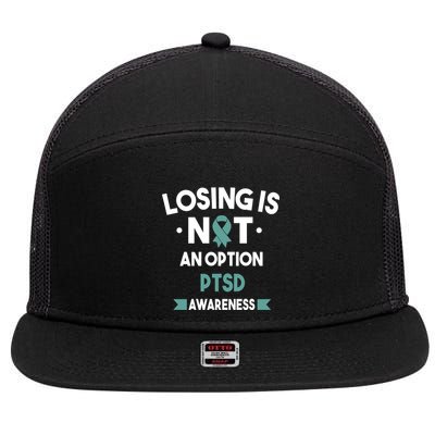 PTSD Losing Is Not An Option 7 Panel Mesh Trucker Snapback Hat