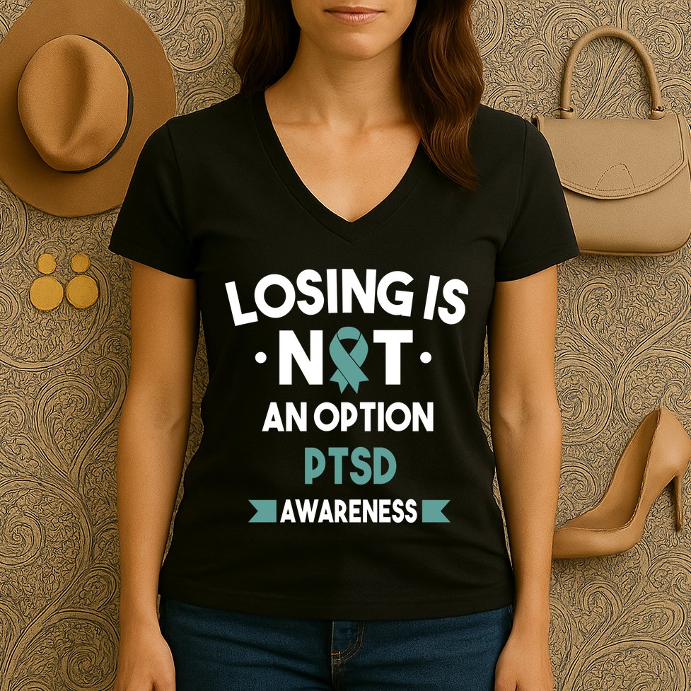 PTSD Losing Is Not An Option Women's V-Neck T-Shirt