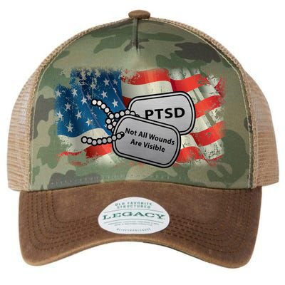 PTSD Not All Wounds Are Visible Dog Tags Legacy Tie Dye Trucker Hat