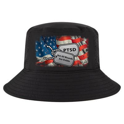 PTSD Not All Wounds Are Visible Dog Tags Cool Comfort Performance Bucket Hat