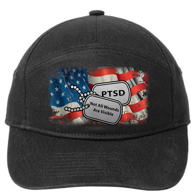 PTSD Not All Wounds Are Visible Dog Tags 7-Panel Snapback Hat
