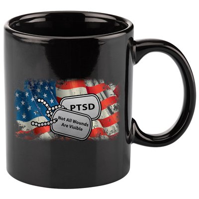 PTSD Not All Wounds Are Visible Dog Tags 11oz C Handle Ceramic Mug