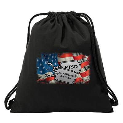 PTSD Not All Wounds Are Visible Dog Tags Drawstring Bag