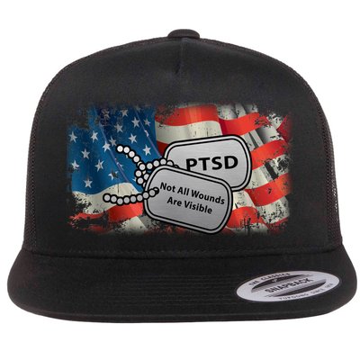PTSD Not All Wounds Are Visible Dog Tags Flatbill Hat