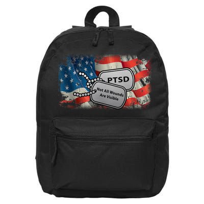 PTSD Not All Wounds Are Visible Dog Tags 16 in Basic Backpack