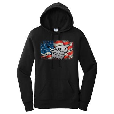 PTSD Not All Wounds Are Visible Dog Tags Women's Pullover Hoodie