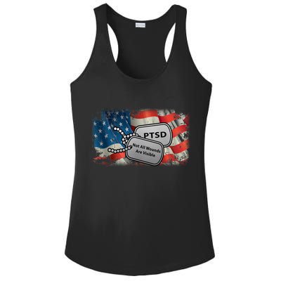 PTSD Not All Wounds Are Visible Dog Tags Ladies PosiCharge Competitor Racerback Tank