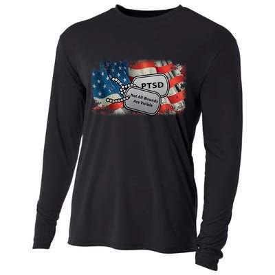 PTSD Not All Wounds Are Visible Dog Tags Cooling Performance Long Sleeve Crew