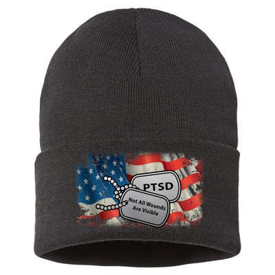 PTSD Not All Wounds Are Visible Dog Tags Sustainable Knit Beanie