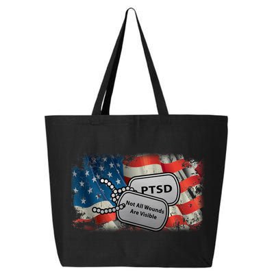 PTSD Not All Wounds Are Visible Dog Tags 25L Jumbo Tote