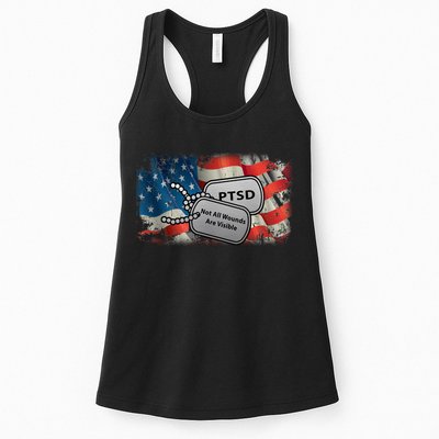 PTSD Not All Wounds Are Visible Dog Tags Womens Tank Top