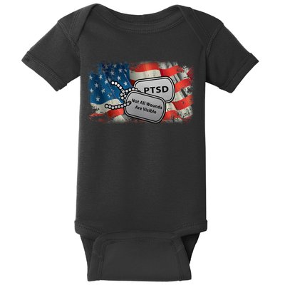 PTSD Not All Wounds Are Visible Dog Tags Baby Bodysuit