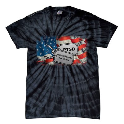 PTSD Not All Wounds Are Visible Dog Tags Tie-Dye T-Shirt
