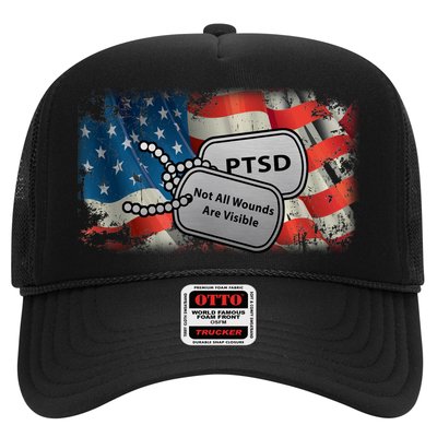 PTSD Not All Wounds Are Visible Dog Tags Trucker Hat