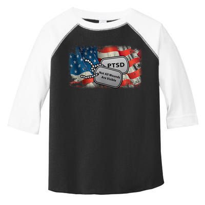 PTSD Not All Wounds Are Visible Dog Tags Toddler Fine Jersey T-Shirt