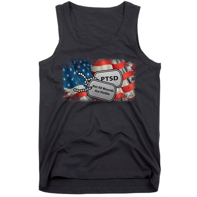 PTSD Not All Wounds Are Visible Dog Tags Tank Top