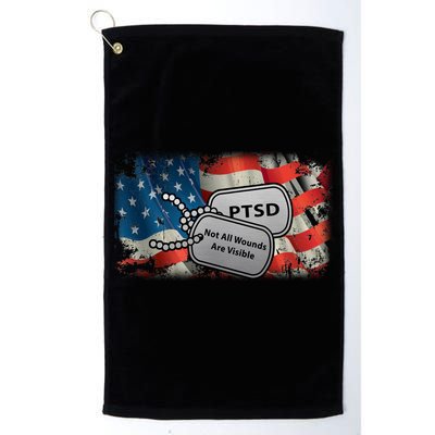 PTSD Not All Wounds Are Visible Dog Tags Golf Towel