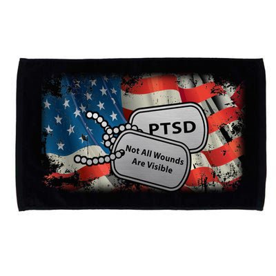 PTSD Not All Wounds Are Visible Dog Tags Microfiber Hand Towel