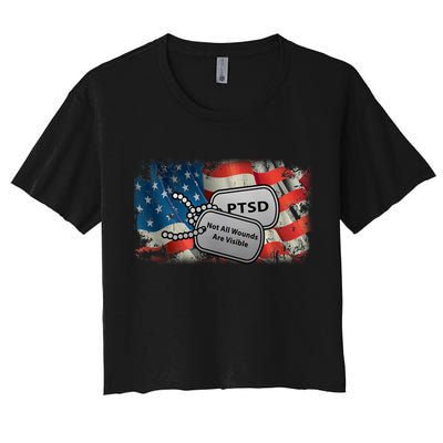 PTSD Not All Wounds Are Visible Dog Tags Crop Top