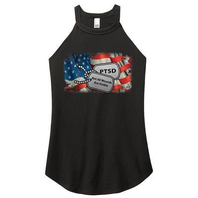 PTSD Not All Wounds Are Visible Dog Tags Women's Perfect Tri Rocker Tank