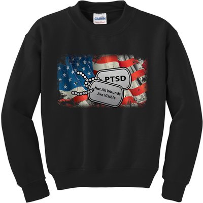 PTSD Not All Wounds Are Visible Dog Tags Kids Sweatshirt