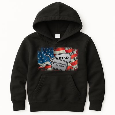 PTSD Not All Wounds Are Visible Dog Tags Kids Hoodie