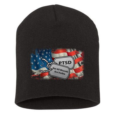 PTSD Not All Wounds Are Visible Dog Tags Short Acrylic Beanie