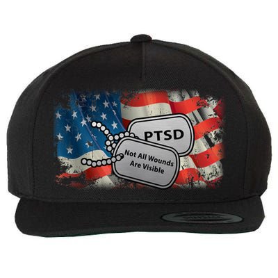 PTSD Not All Wounds Are Visible Dog Tags Wool Snapback Cap