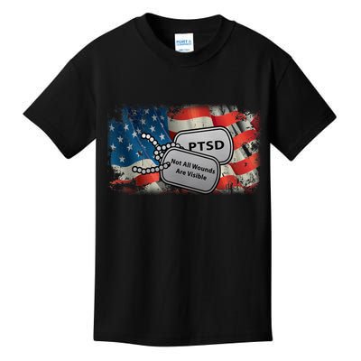 PTSD Not All Wounds Are Visible Dog Tags Kids T-Shirt