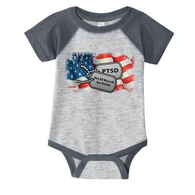 PTSD Not All Wounds Are Visible Dog Tags Infant Baby Jersey Bodysuit