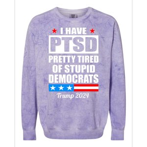 PTSD Pretty Tired Of Democrats Trump 2024 Colorblast Crewneck Sweatshirt