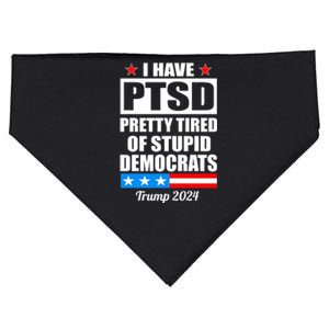 PTSD Pretty Tired Of Democrats Trump 2024 USA-Made Doggie Bandana