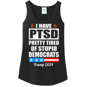 PTSD Pretty Tired Of Democrats Trump 2024 Ladies Essential Tank