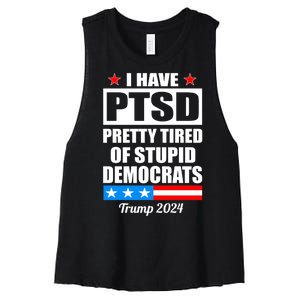 PTSD Pretty Tired Of Democrats Trump 2024 Women's Racerback Cropped Tank