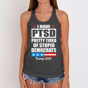 PTSD Pretty Tired Of Democrats Trump 2024 Women's Knotted Racerback Tank