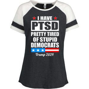 PTSD Pretty Tired Of Democrats Trump 2024 Enza Ladies Jersey Colorblock Tee