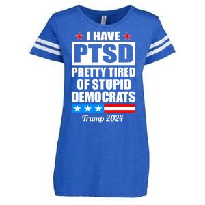 PTSD Pretty Tired Of Democrats Trump 2024 Enza Ladies Jersey Football T-Shirt