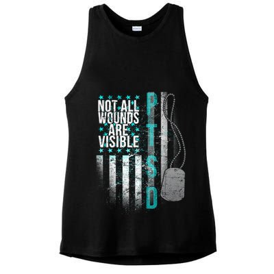 PTSD Veteran Not All Wounds Are Visible  Ladies PosiCharge Tri-Blend Wicking Tank
