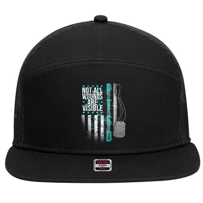 PTSD Veteran Not All Wounds Are Visible  7 Panel Mesh Trucker Snapback Hat
