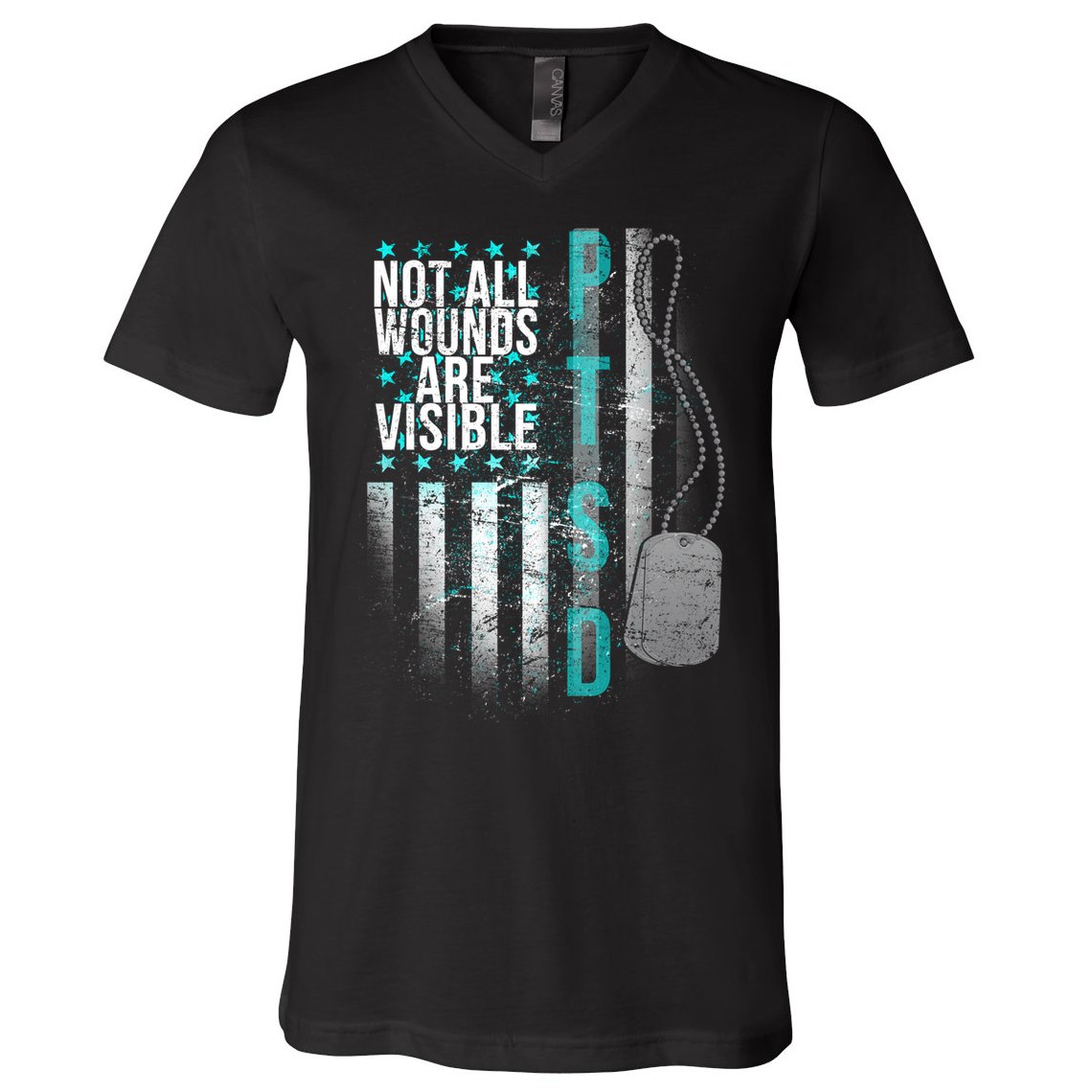 PTSD Veteran Not All Wounds Are Visible  V-Neck T-Shirt