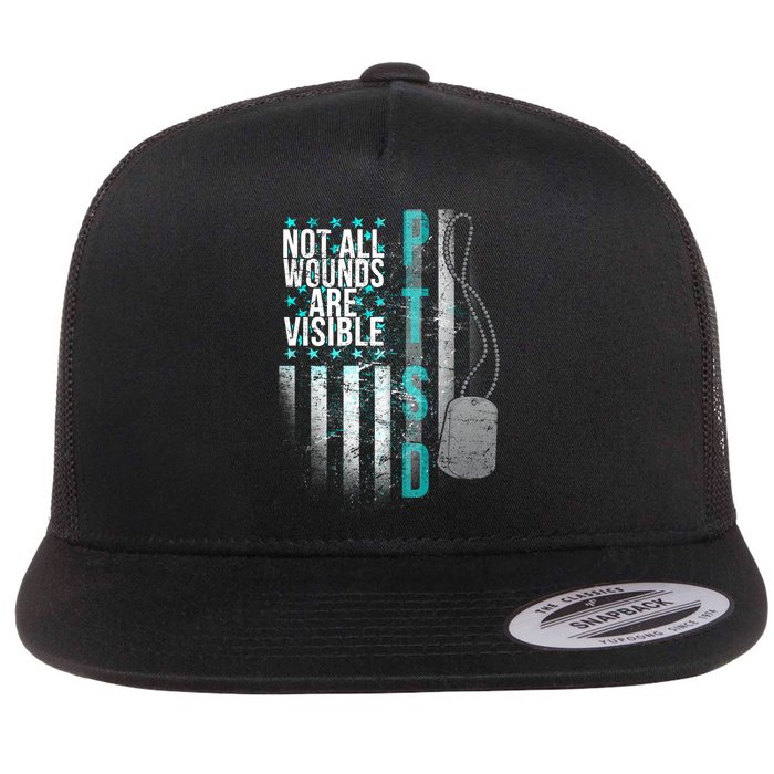 PTSD Veteran Not All Wounds Are Visible  Flat Bill Trucker Hat