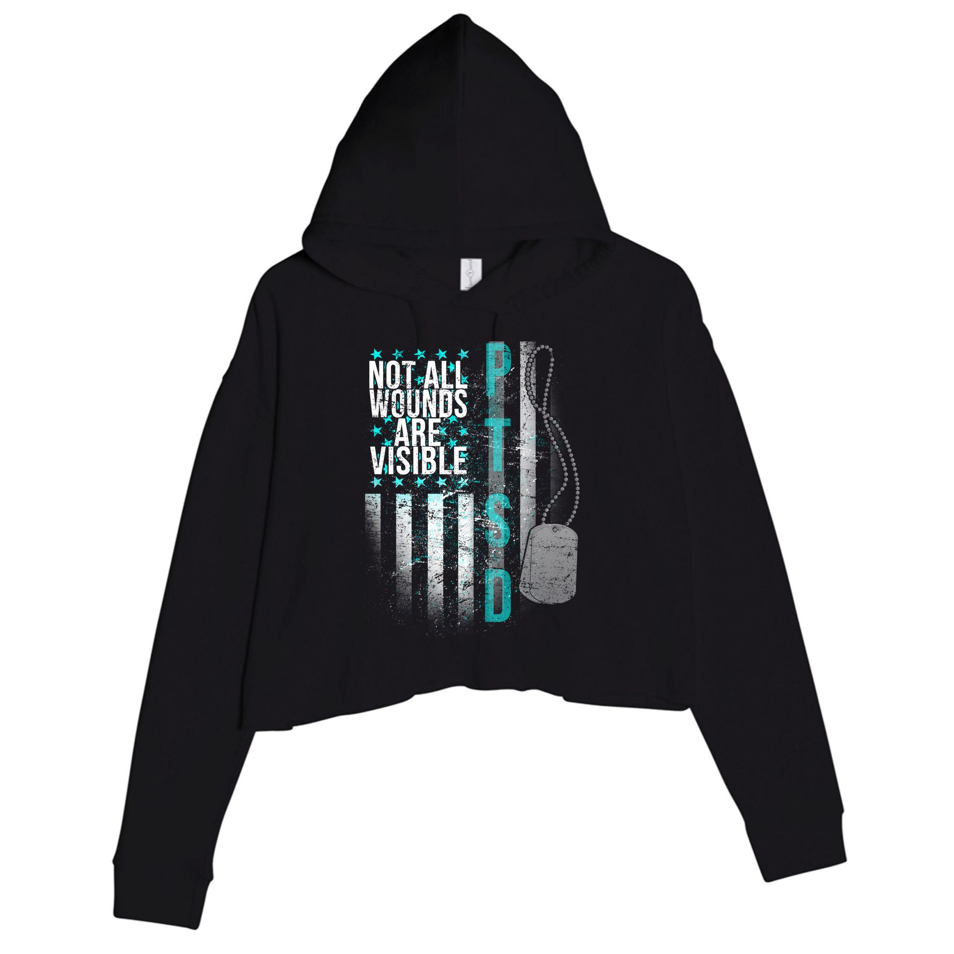 PTSD Veteran Not All Wounds Are Visible  Crop Fleece Hoodie