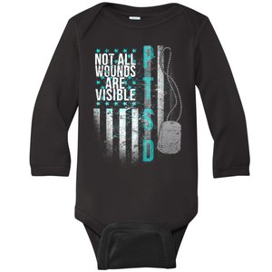 PTSD Veteran Not All Wounds Are Visible  Baby Long Sleeve Bodysuit