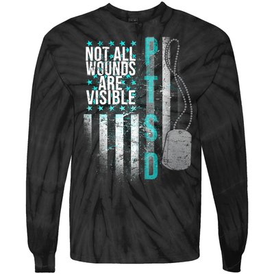 PTSD Veteran Not All Wounds Are Visible  Tie-Dye Long Sleeve Shirt