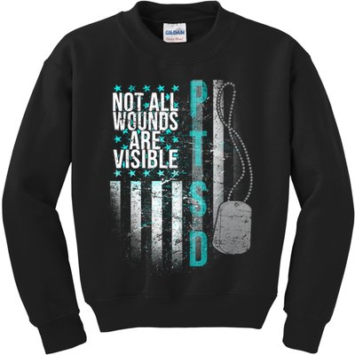 PTSD Veteran Not All Wounds Are Visible  Kids Sweatshirt