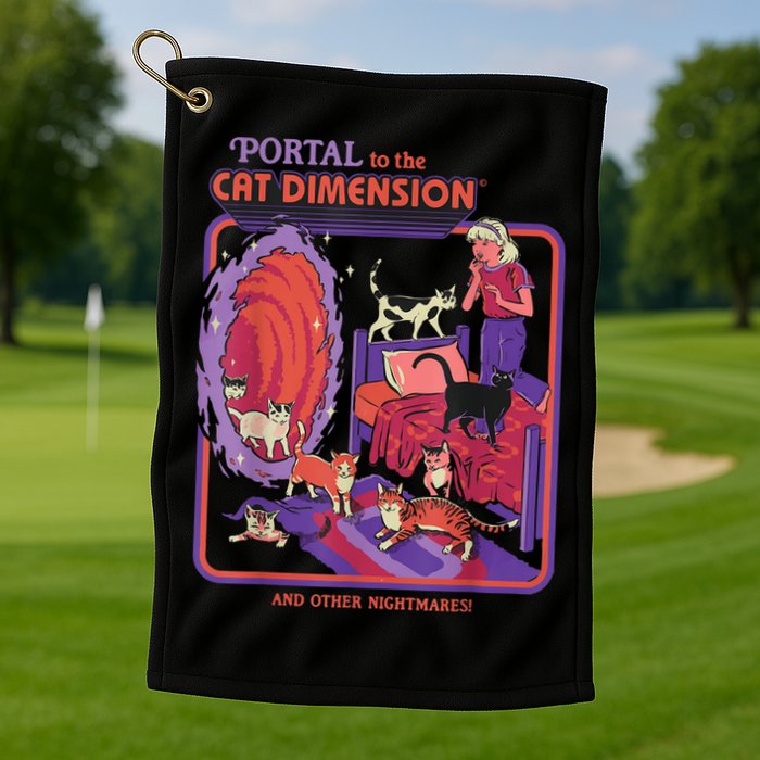 Portal To The Cat Dimension Halloween Golf Towel