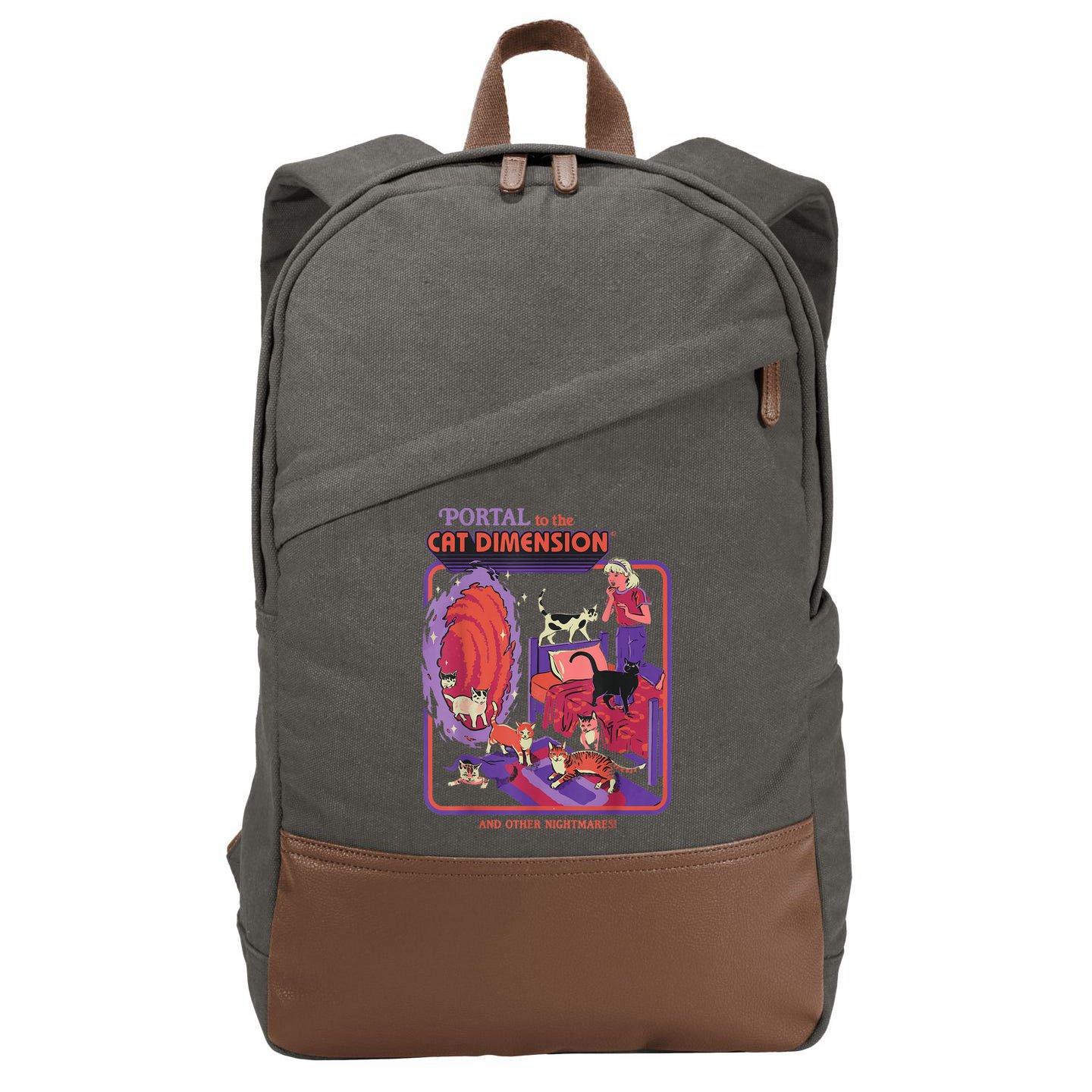 Portal To The Cat Dimension Halloween Cotton Canvas Backpack