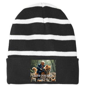 President Trump Trending Political Trump 2024 Election Striped Beanie with Solid Band